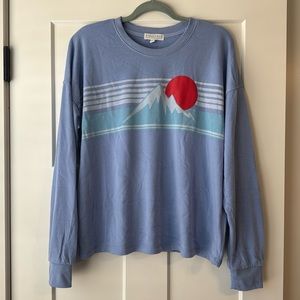 Long Sleeve Mountain and Sun Logo T shirt, Size L